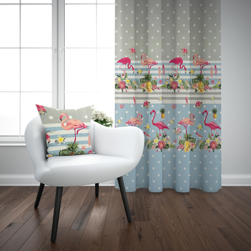 #Ervi bavlněný závěs - Plameňáci 2 - 140x180cm