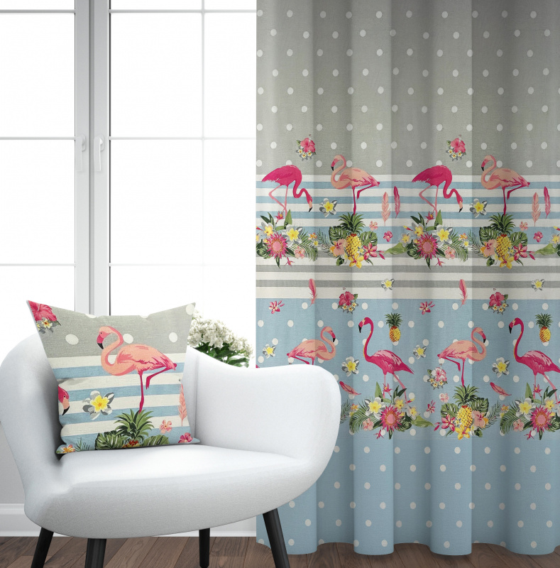 #Ervi bavlněný závěs - Plameňáci 2 - 140x180cm