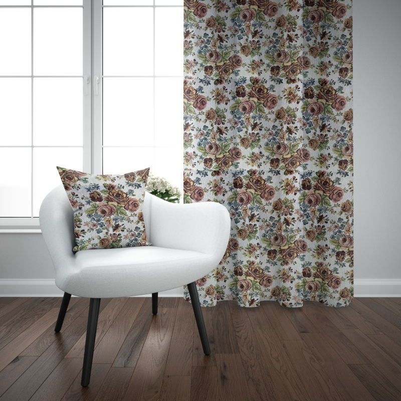 #Ervi gobelínový termo závěs - Gold plus růže cream 140x200cm