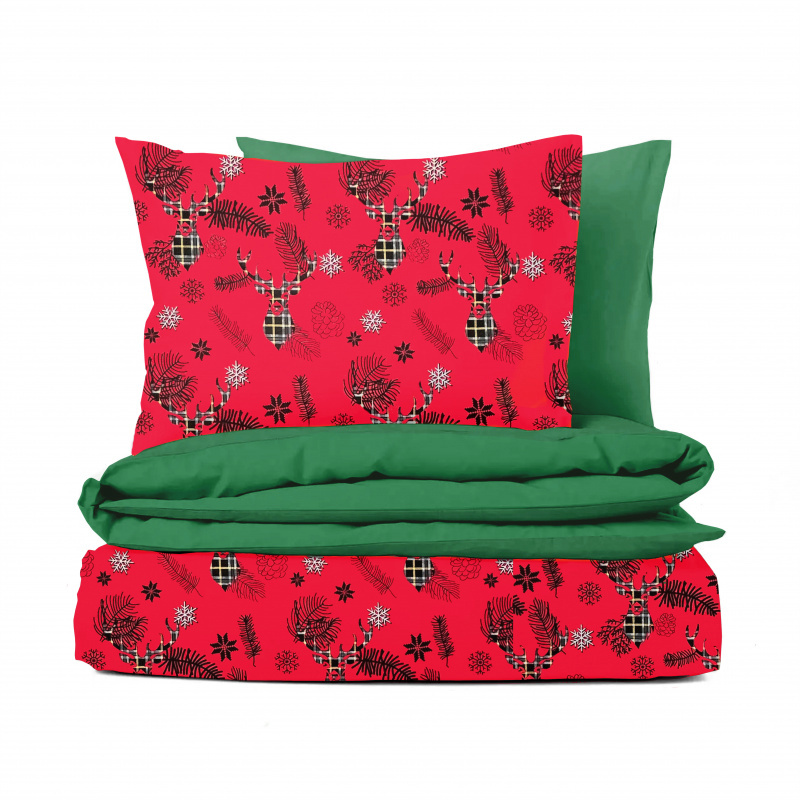 Ervi bavlněné povlečení oboustranné - Vánoční radost/zelené