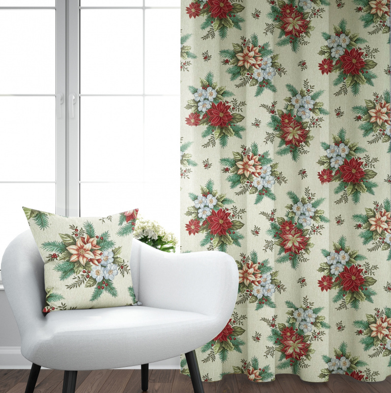 Ervi Gobelínový zatemňovací termo závěs - Přírodní vánoční harmonie