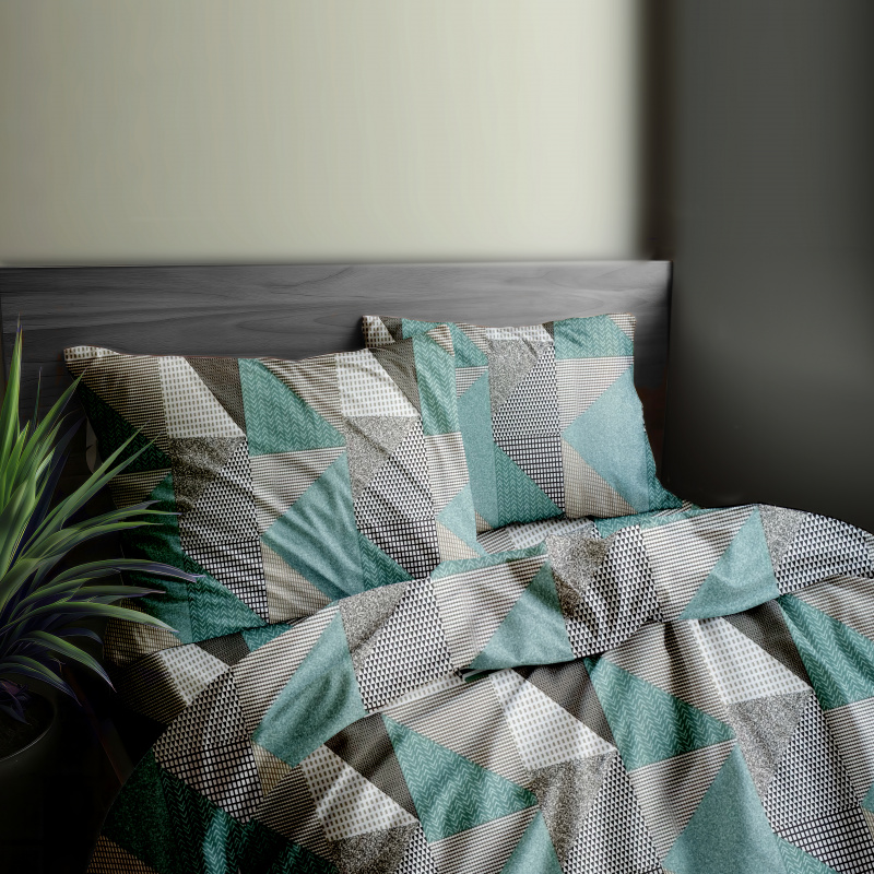 Ervi FLANELOVÉ bavlněné povlečení - Abstrakce tyrkysová