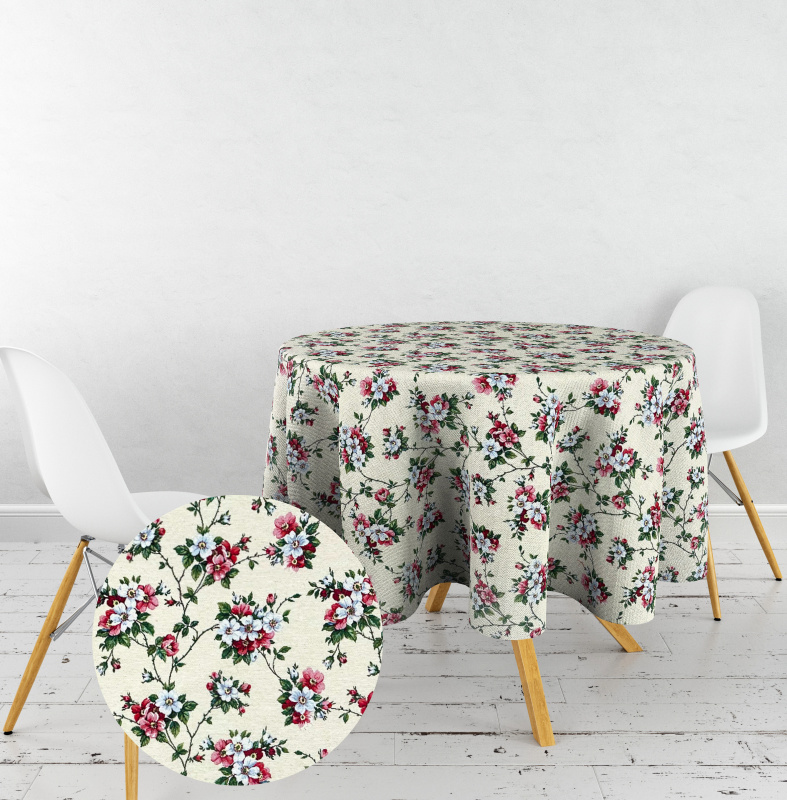 Ervi Gobelínový ubrus na stůl kulatý - Květinová poezie