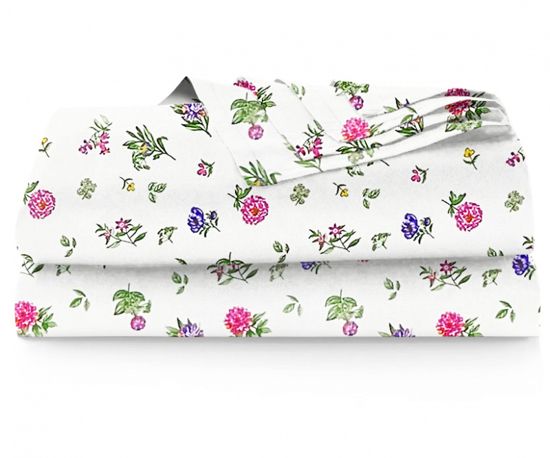#Ervi bavlněné prostěradlo - Modré a růžové květinky 140x240cm