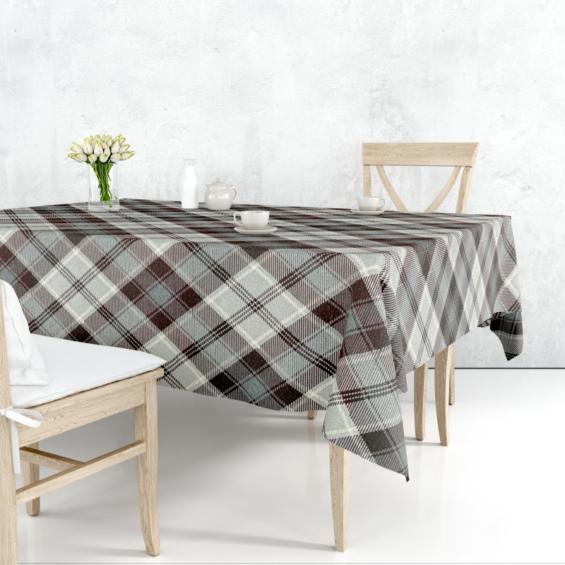 Ervi Gobelínový ubrus na stůl čtvercový - Tradiční šedý tartan