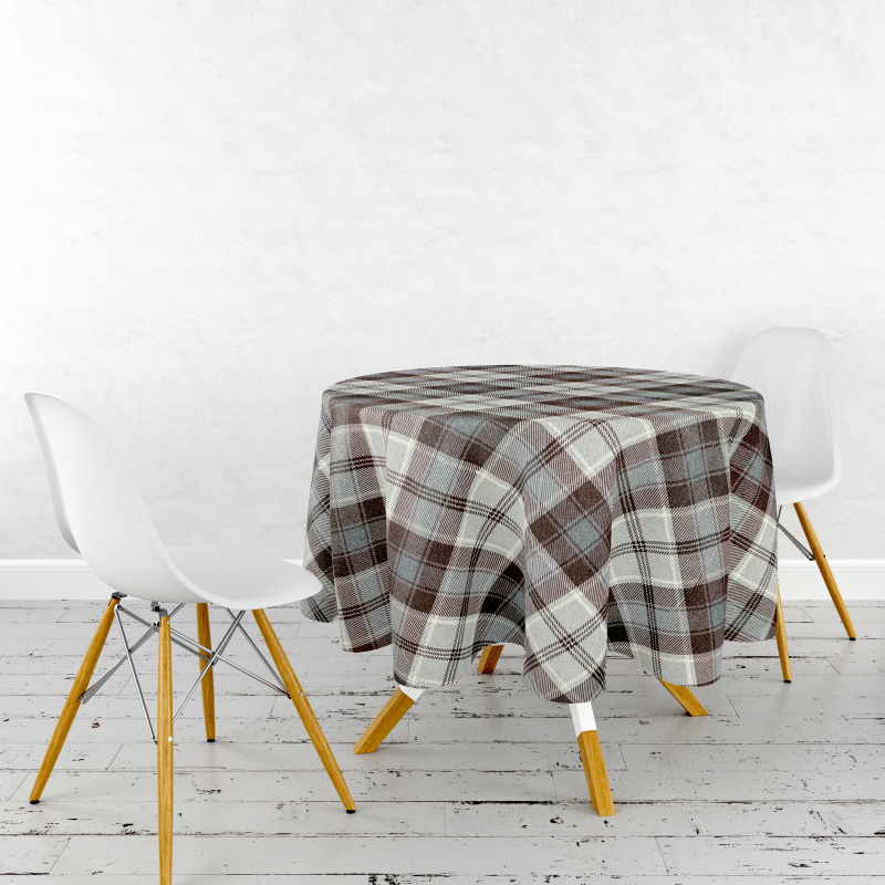 Ervi Gobelínový ubrus na stůl kulatý - Tradiční šedý tartan