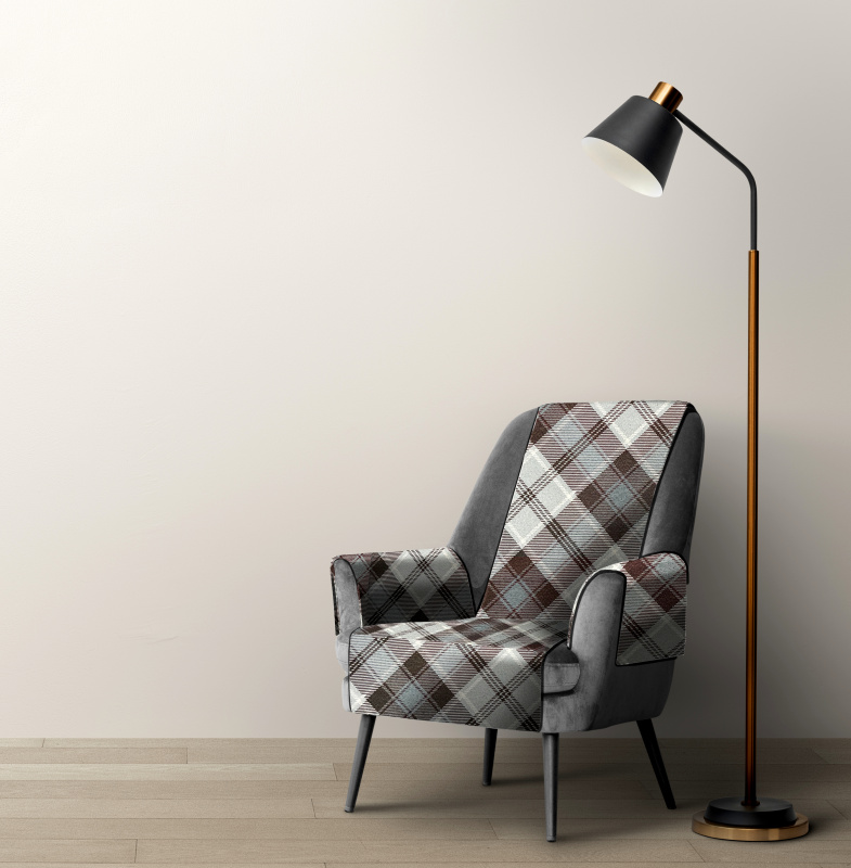 Ervi dekorační přehoz na křeslo - Tradiční šedý tartan