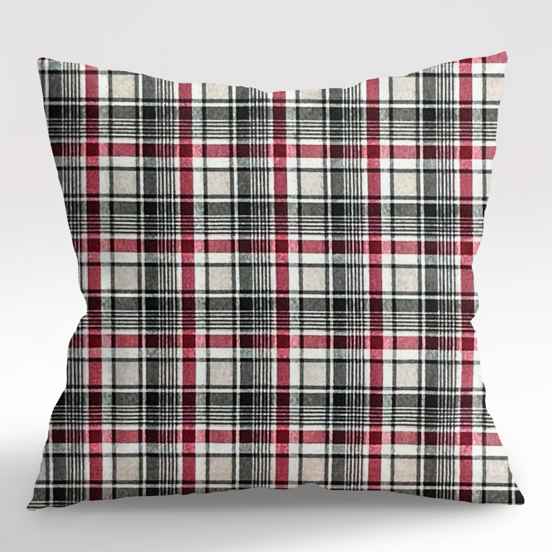 Ervi povlak na polštář FLANELOVÝ - vínovo-černé karo