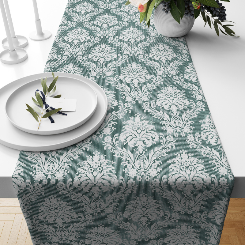 #Ervi bavlněný běhoun na stůl - ornament tyrkysový 45 x 180 cm