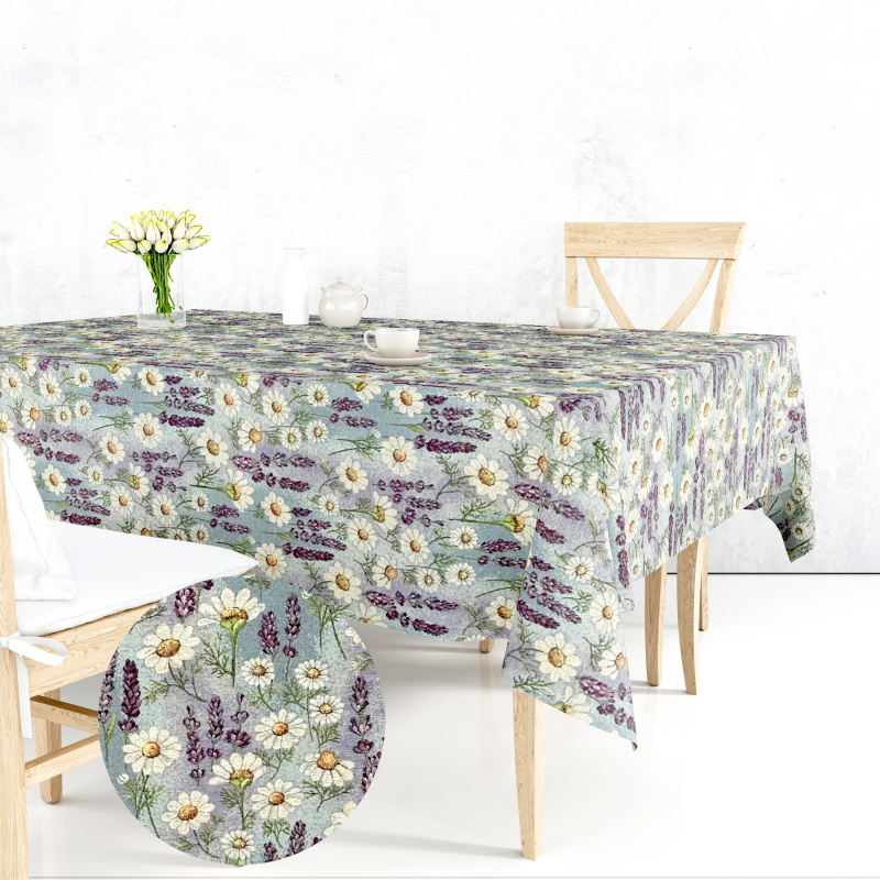 Ervi Gobelínový ubrus na stůl čtvercový - Kouzlo levandule a heřmánku