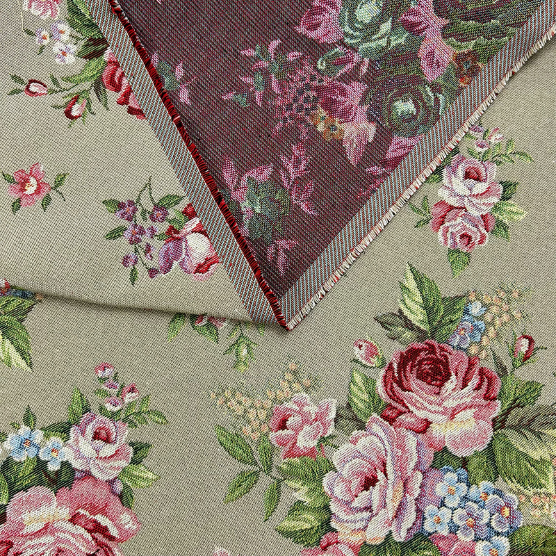 280cm Dekorační/potahová Gobelínová látka šířka - Letní rozkvet na šedohnědém