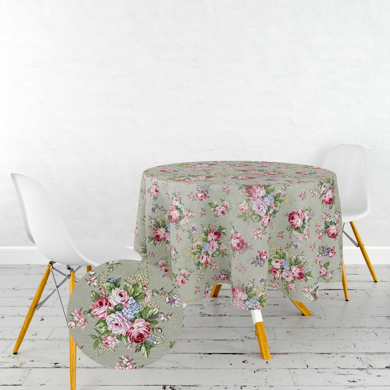 Ervi Gobelínový ubrus na stůl kulatý - Letní rozkvet na šedohnědém