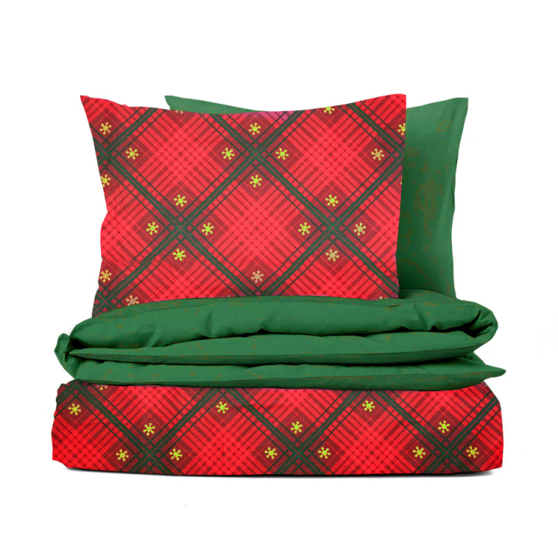 Ervi bavlněné povlečení oboustranné - Vánoční káro červené/zelené