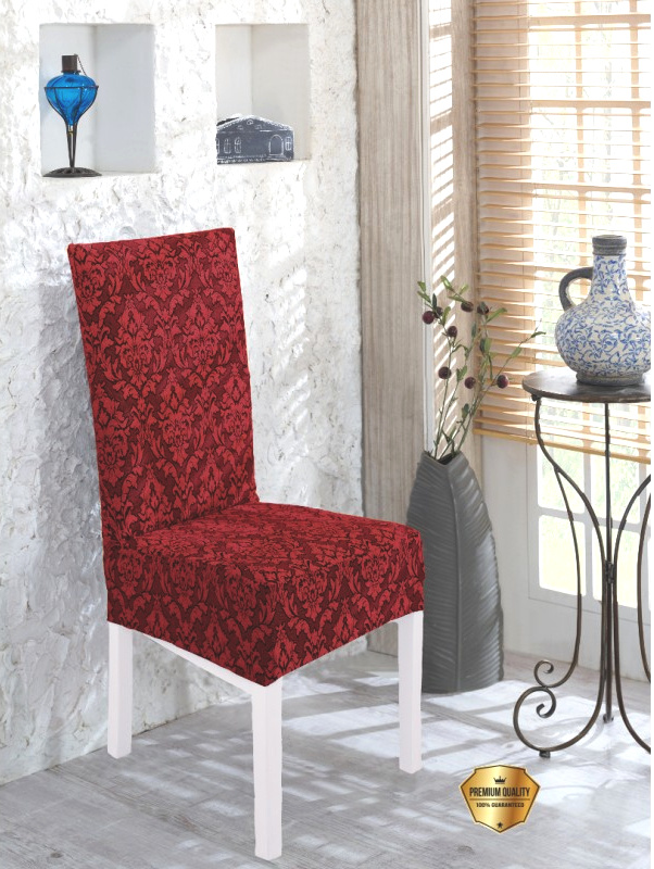 Napínací potah na židli s opěradlem Baroko - bordo