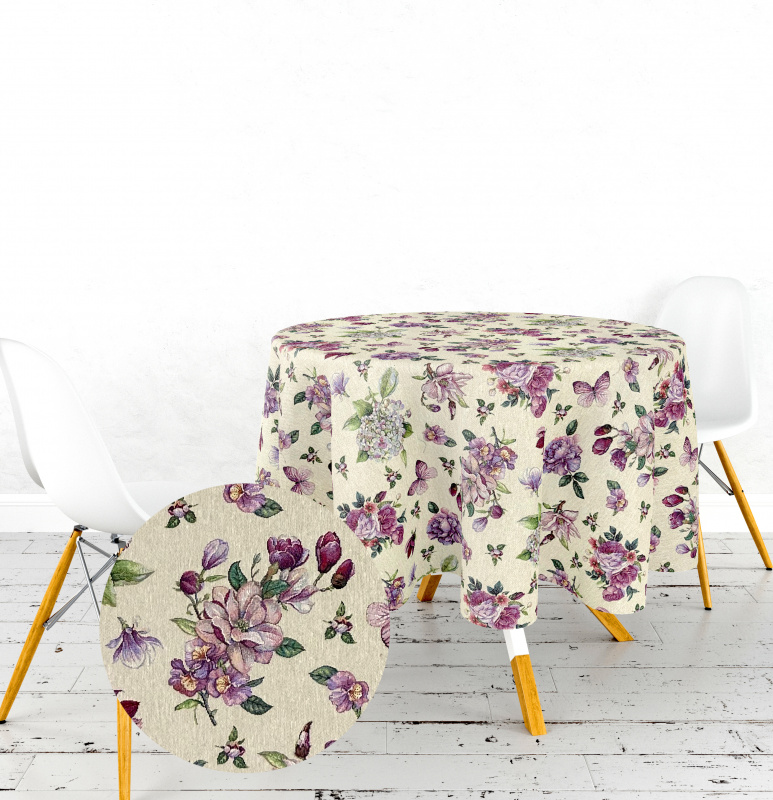 Ervi Gobelínový ubrus na stůl kulatý - Květinová harmonie