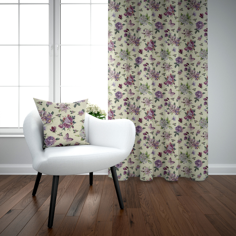 Ervi Gobelínový zatemňovací termo závěs - Květinová harmonie