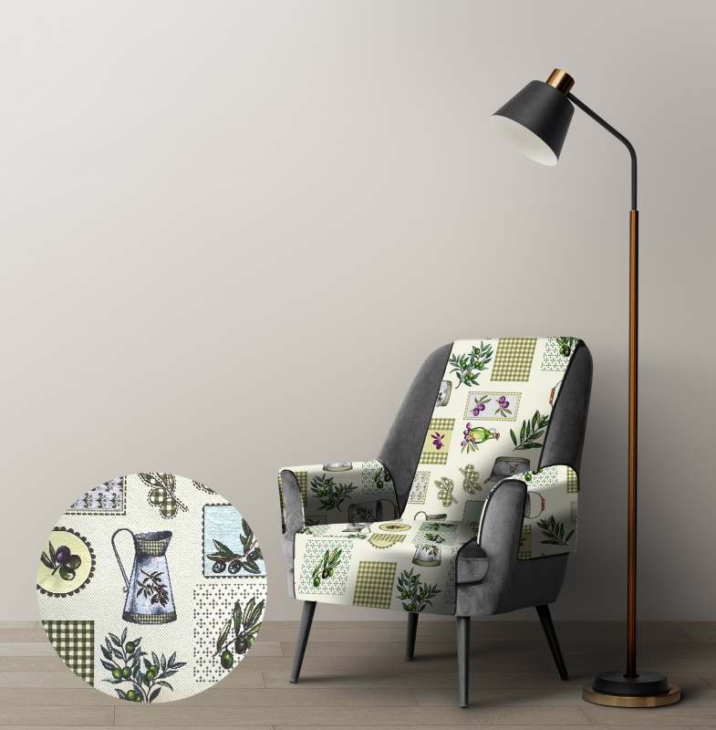 Ervi Gobelínový přehoz na křeslo - Provensálská olivka zelené