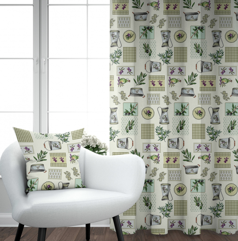 Ervi Gobelínový zatemňovací termo závěs - Provensálská olivka zelené