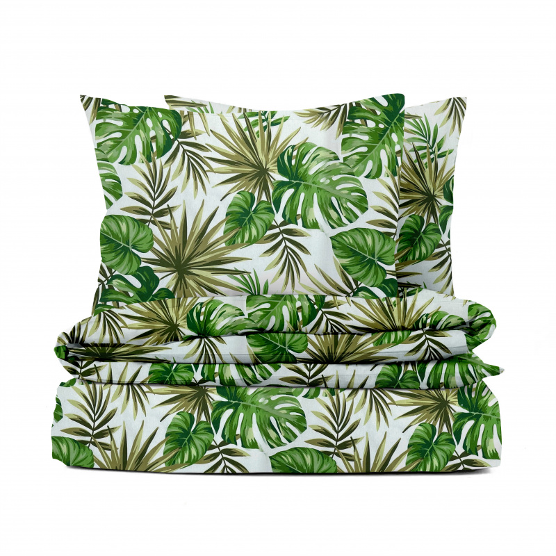 #Ervi bavlněné povlečení - Monstera zelená 140x200 cm
