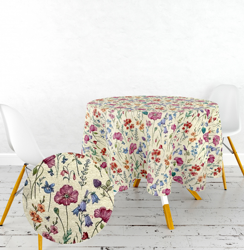 Ervi Gobelínový ubrus na stůl kulatý - Jemnost přírody