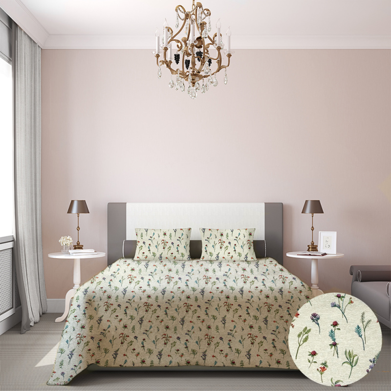 Ervi Gobelínový přehoz na postel jednolůžko/dvoulůžko - Květiny na loukách