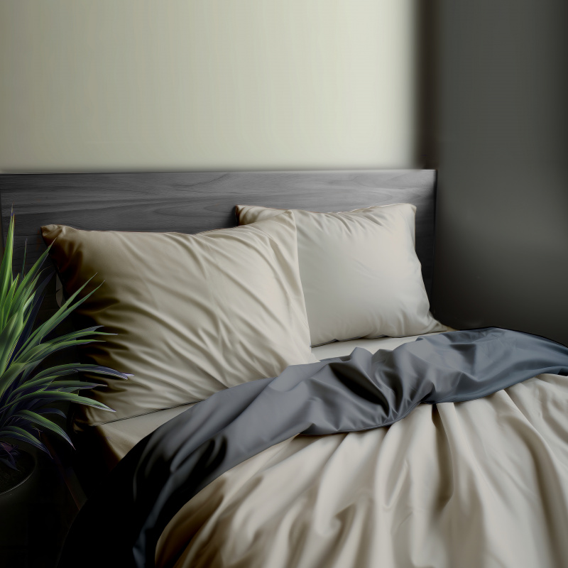 Ervi Luxsusní saténové oboustranné bavlněné povlečení béžové/šedé