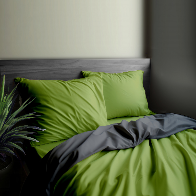 Ervi Luxsusní saténové oboustranné bavlněné povlečení světlé zelené/šedé