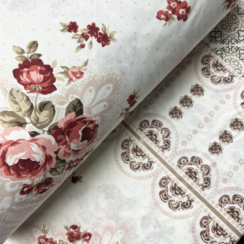 Ervi Bavlněná látka/plátno š.220 cm -  Růže a krajka - 12338-2, metráž