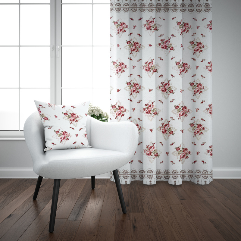 Ervi Bavlněný závěs - Růže a krajka