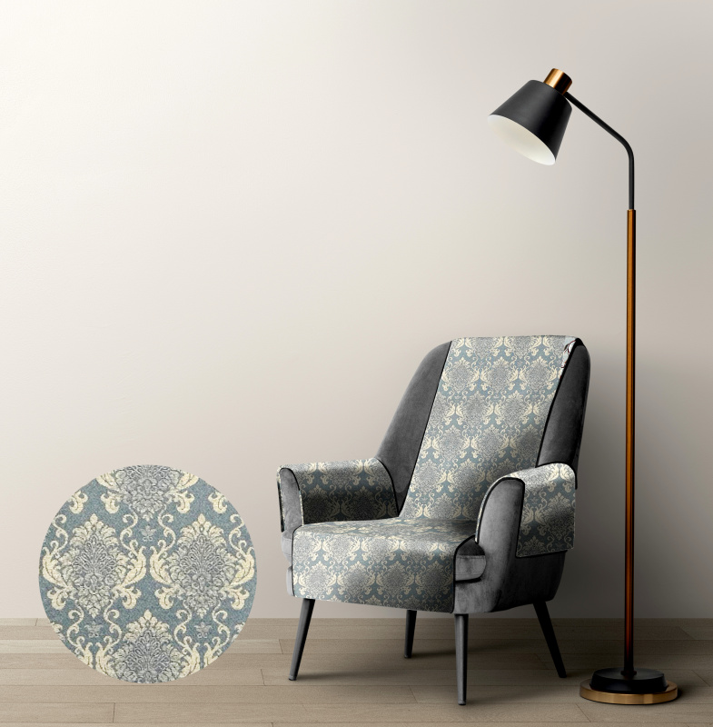 Ervi Gobelínový přehoz na křeslo - Barokní Sny na šedo-modrém