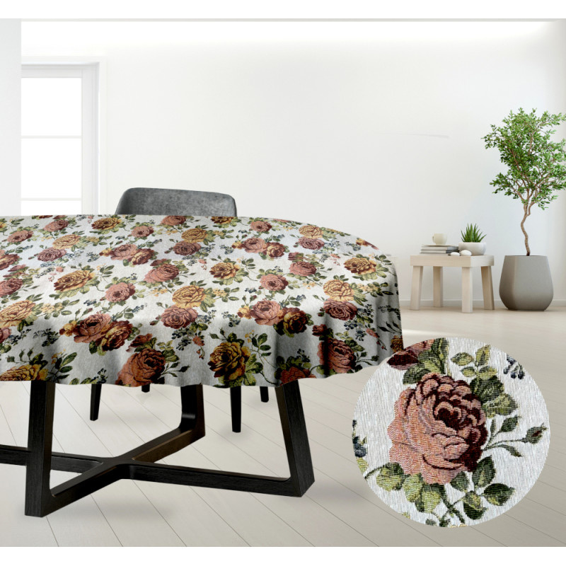 Ervi Gobelínový ubrus na stůl oválný - Gold cream