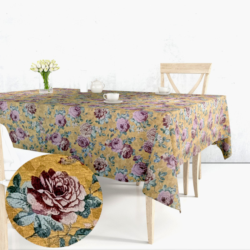 Ervi Gobelínový ubrus na stůl obdélníkový - Gold hořčice