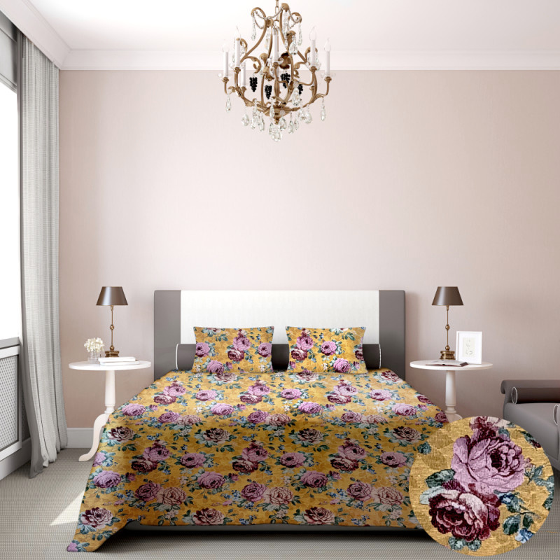 Ervi Gobelínový přehoz na postel jednolůžko/dvoulůžko - Gold hořčice