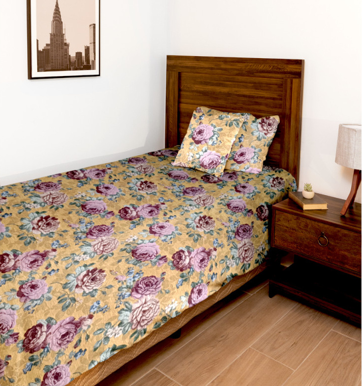 Ervi Gobelínový přehoz na postel jednolůžko/dvoulůžko - Gold hořčice