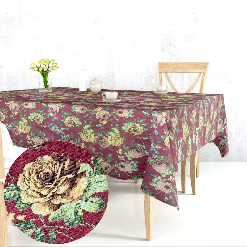 Ervi Gobelínový ubrus na stůl čtvercový - Gold bordo