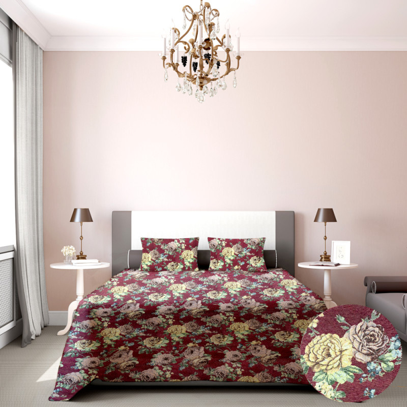 Ervi Gobelínový přehoz na postel jednolůžko/dvoulůžko - Gold bordo