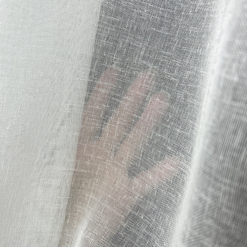 Ervi hotová záclona ve lněném vzhledu 20910 bílá s řasící páskou (různé velikosti)