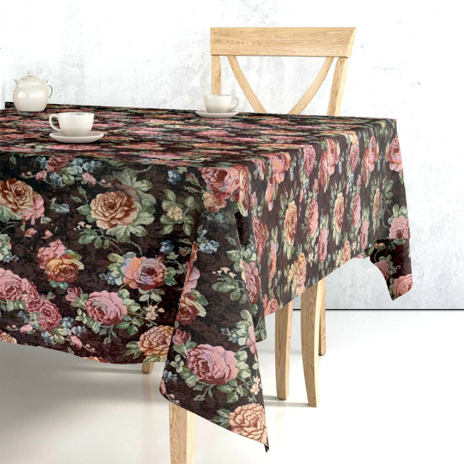 Ervi Gobelínový ubrus na stůl obdélníkový - Gold černý