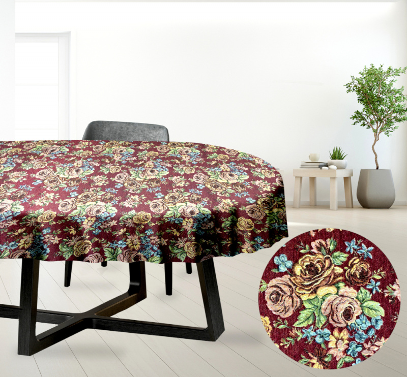 Ervi Gobelínový ubrus na stůl oválný - Gold plus bordo