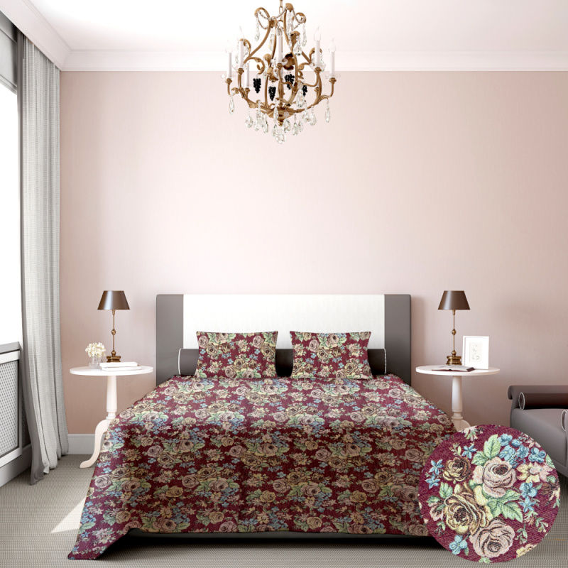 Ervi Gobelínový přehoz na postel jednolůžko/dvoulůžko - Gold plus bordo