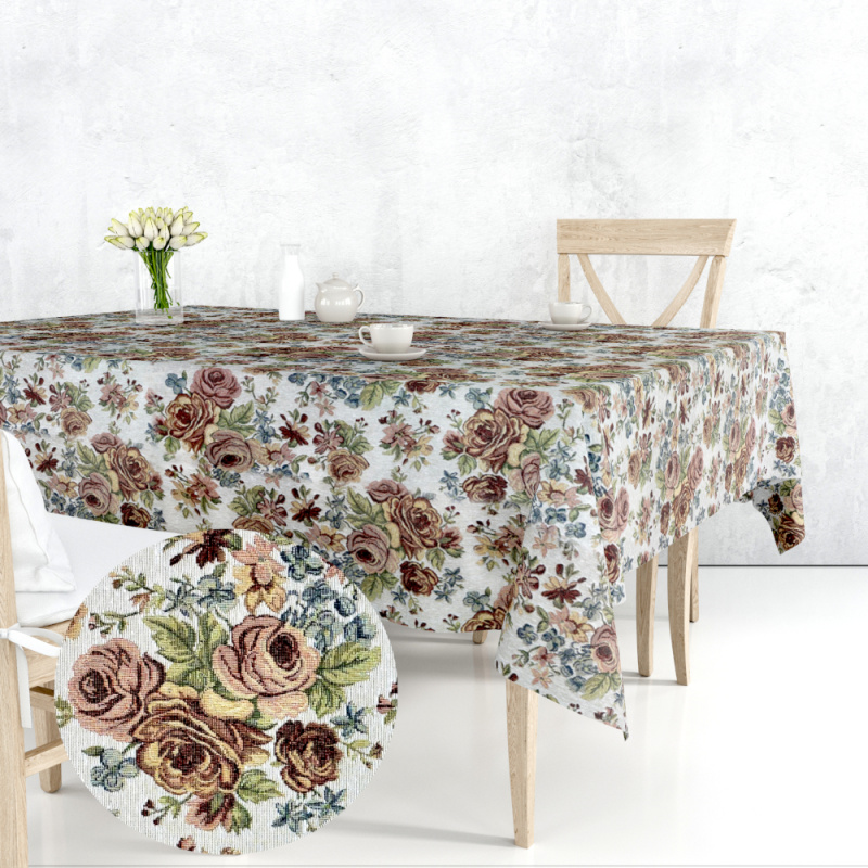 Ervi Gobelínový ubrus na stůl čtvercový - Gold plus cream