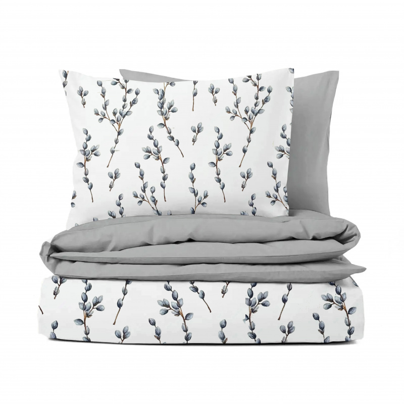 Ervi Bavlněné povlečení oboustranné - Kočičky - vrba/šedé