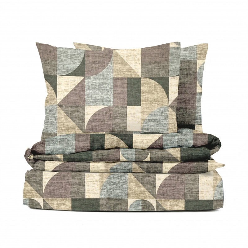 #Ervi FLANELOVÉ bavlněné povlečení - Abstrakce hnědá 140x200 cm