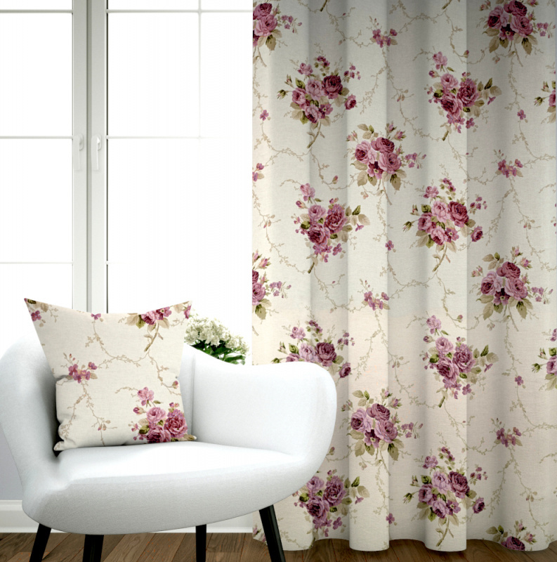 Ervi bavlněný závěs - Růžové růže