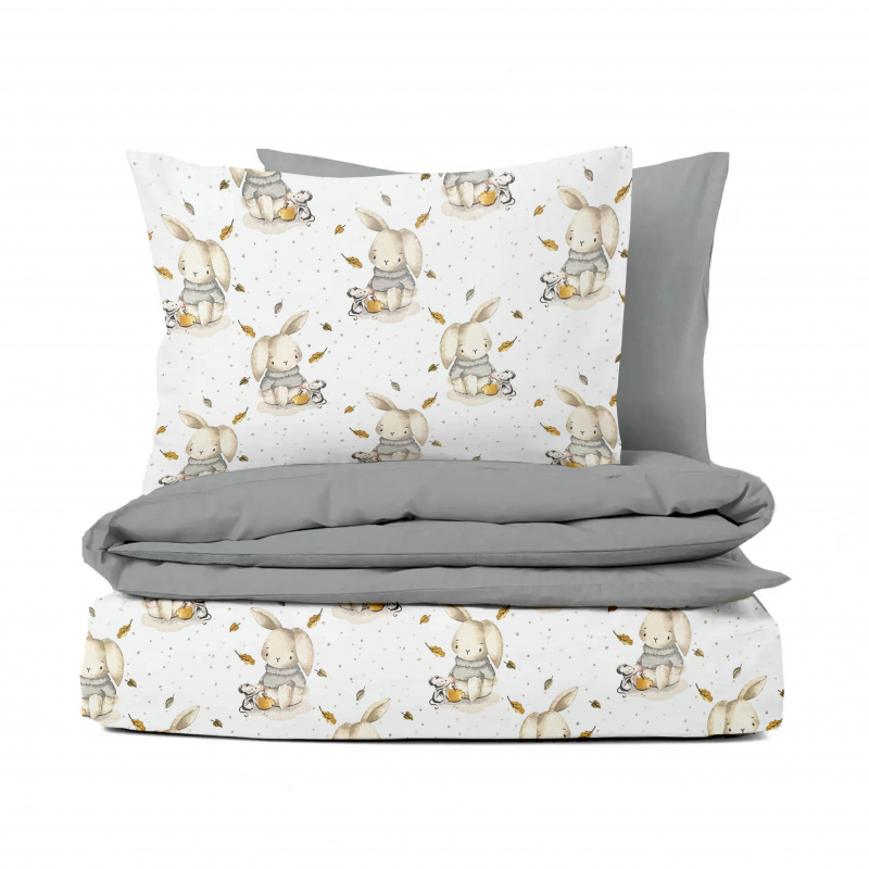 Ervi bavlněné povlečení oboustranné - Zaječí pohádka/šedé