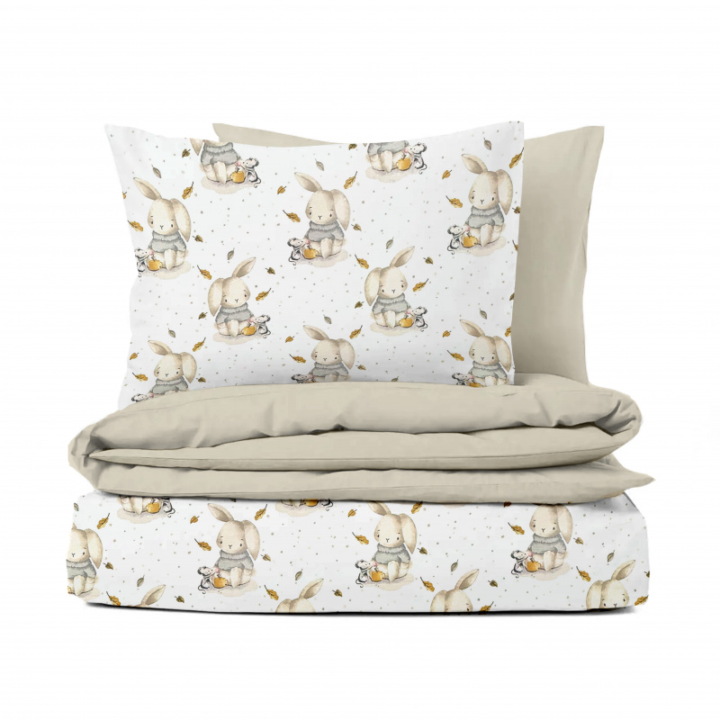 Ervi bavlněné povlečení oboustranné - Zaječí pohádka/béžové