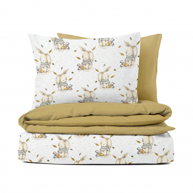 Ervi bavlněné povlečení oboustranné - Zaječí pohádka/hořčice