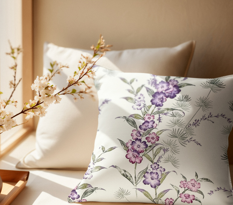 Ervi povlak na polštář Bavlněný - Pohádková louka fialová