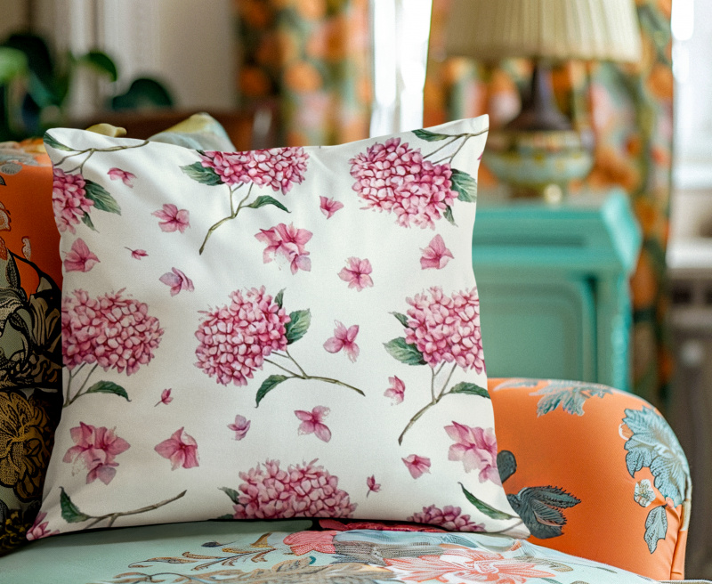 Ervi povlak na polštář dekorační Royal Lux - Letní hortenzia