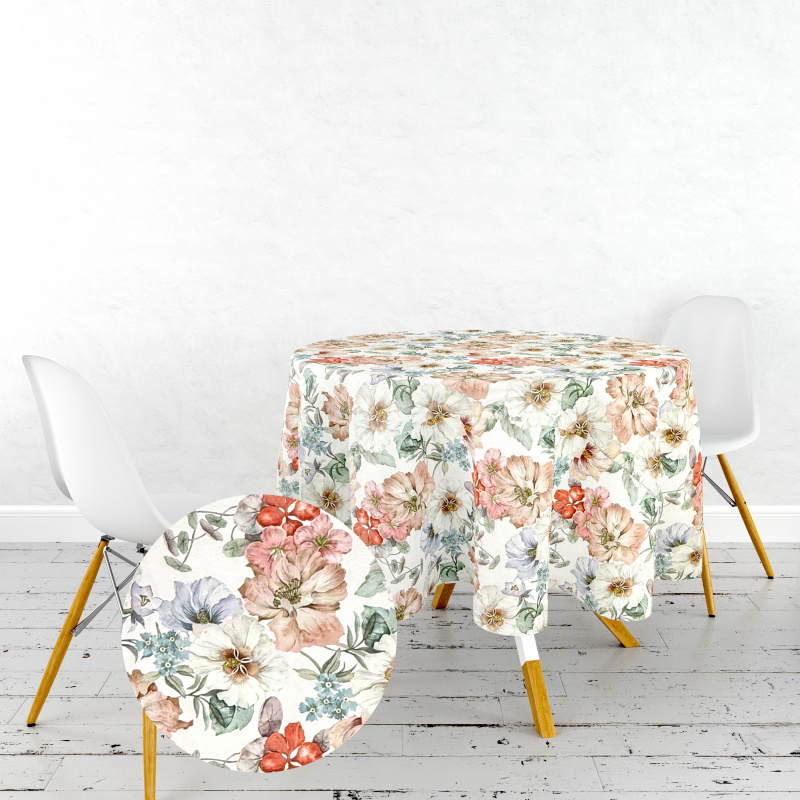 Ervi Teflonový ubrus na stůl kulatý Royal Lux - Pastelový ráj